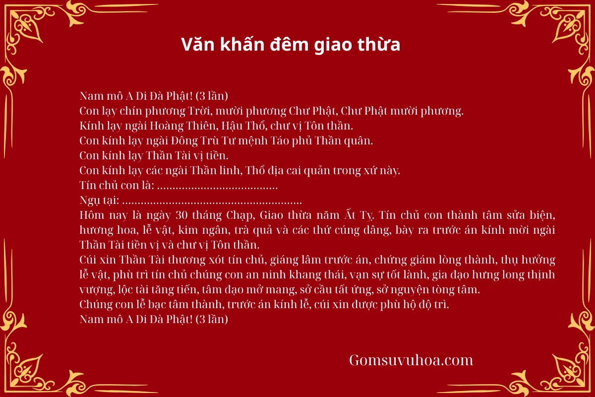 Văn khấn đêm giao thừa 2025: Mâm cúng, thứ tự và bài khấn chuẩn 4 Van khan dem giao thua 1
