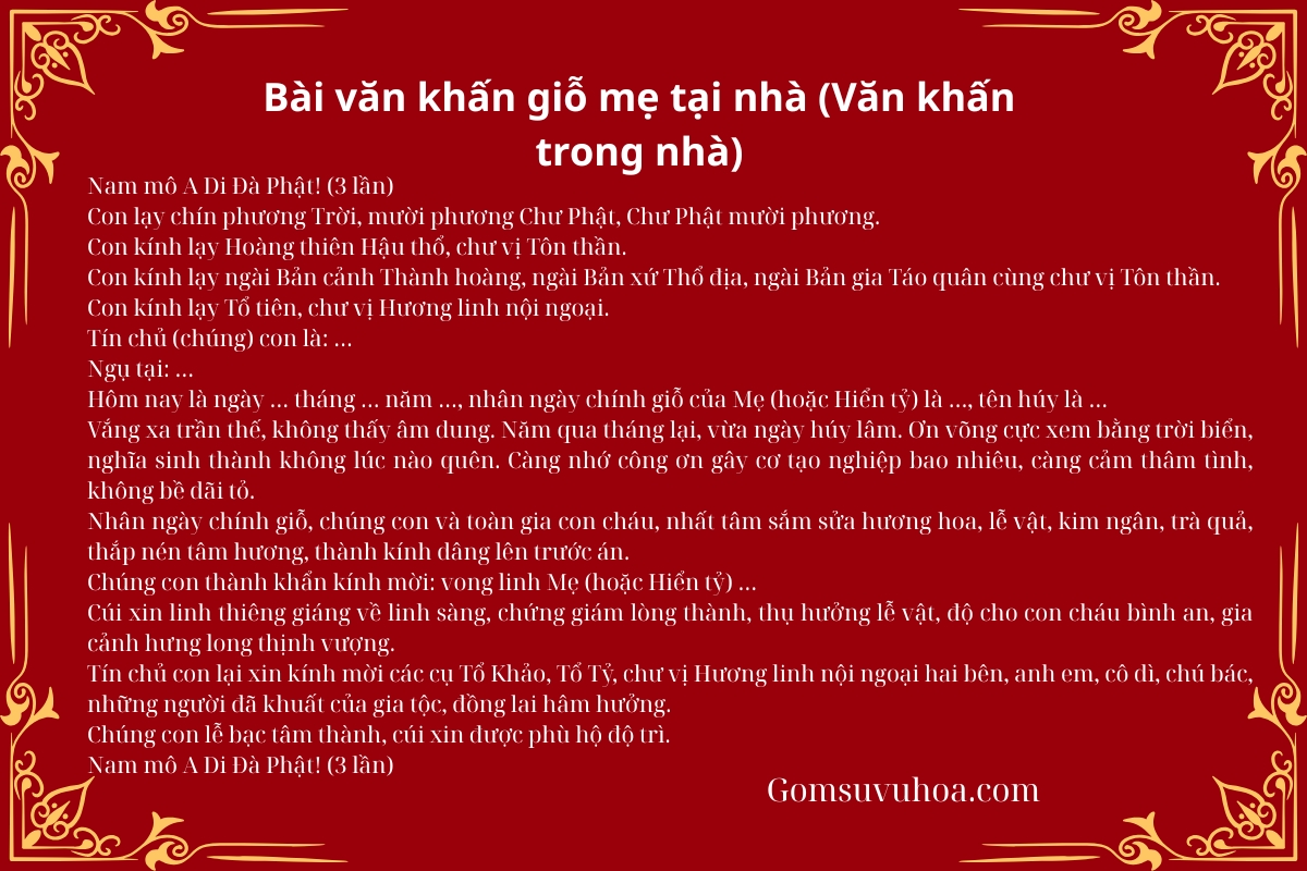 Bai van khan gio me tai nha Van khan trong nha